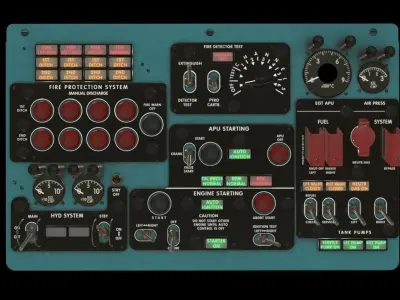 Mi-8MT Mi-17MT Central Overhead Panels Board English Low-poly 3D model