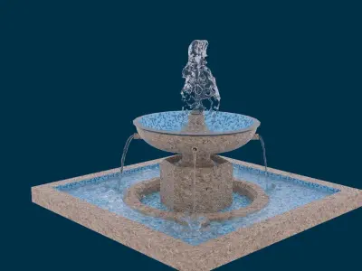 Realistic Water Fountain Loop Animation 8 3D model
