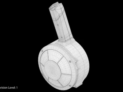 9mm Round Drum Magazine Low-poly 3D model