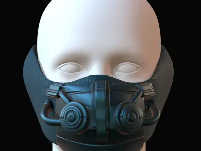 Gas mask helmet 3d model scifi Low-poly  Low-poly 3D model 546