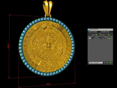 Mayan Calendar Diamond 2 inch Pendant 3D print model