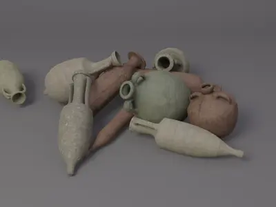 Ancient roman amphorae Low-poly 3D model