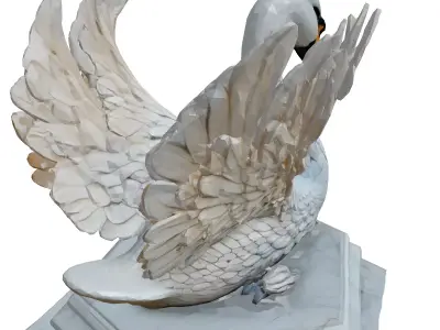 Elegant White Swan Marble Sculpture Low-poly 3D model
