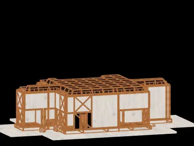 Medieval Low Poly Building Castle Wooden Village Stone House 31 Low-poly 3D model