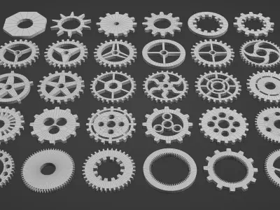 Gear Pack Low-poly 3D model