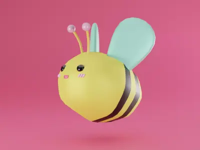 Bee Cartoon 3D model Free low-poly 3D model