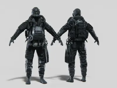 Soldier Diver Drysuit  Low-poly 3D model