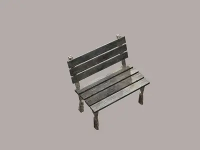 Realistic Low Poly Wooden Bench 3D Asset Outdoor Environments Low-poly 3D model