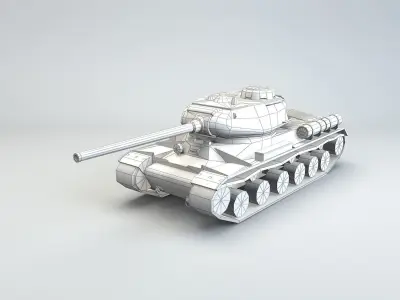 Low Poly IS-1 85 soviet russian heavy tank Low-poly 3D model