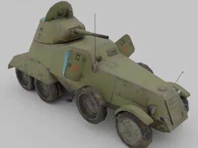 BA-11 Armored Car Low-poly 3D model