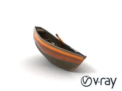 Weathered Rowboat with Oars 3D model pack Low-poly 3D model