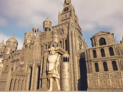 Ancient Ruins and Statues Low-poly 3D model