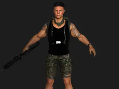 AAA 3D APOCALYPTIC- SURVIVAL- REALISTIC RIG GAME READY CHARACTER Low-poly 3D model