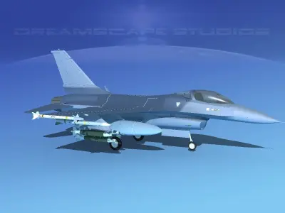 Gen Dyn F-16A Falcon Unmarked 3D model