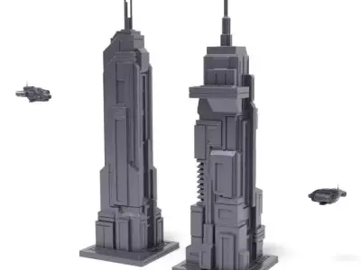 SCI-FI Buildings 3D print model