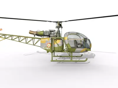 SA 315B Lama HALCheetah Helicopter Game Ready 3D Model Low-poly 3D model