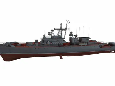 Krivak-class frigate Low-poly 3D model