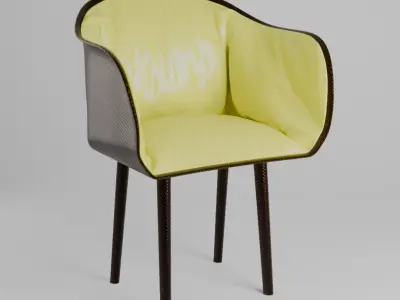 Modern Yellow Plastic Chair Free 3D model