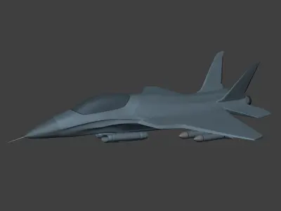 Generic Fighter Jet - Aircraft - Military Attack Airplane Low-poly 3D model