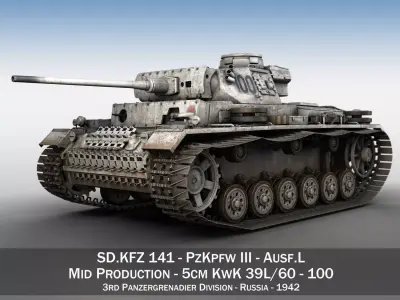 PzKpfw III - Panzer 3 - Ausf L - 100 3D model