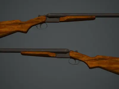 Double Barrel Shotgun - Low Poly Game Ready Low-poly 3D model