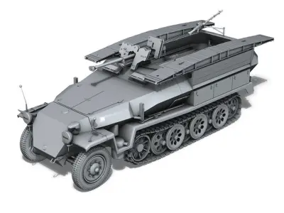 SD KFZ 251 7 Ausf C - Hanomag Pioneer Assault bridge 3D model