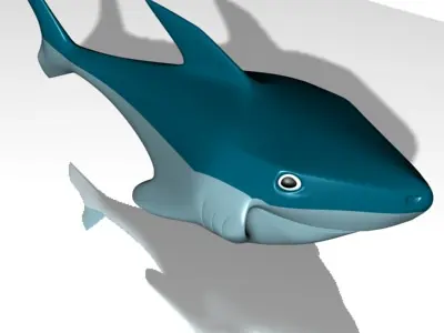 Smiling Cartoon Shark Character Low-poly 3D model