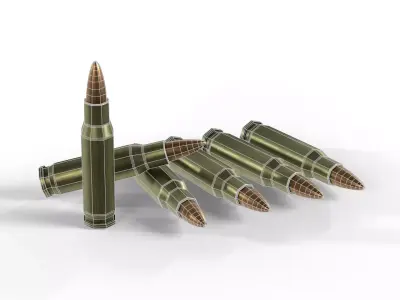 Military Ammo Cartridge Set - Realistic Bullet 3D Model Low-poly 3D model