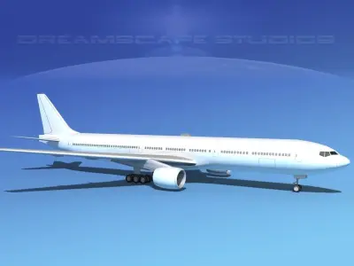 Boeing 777-300ER LP SS Low-poly 3D model