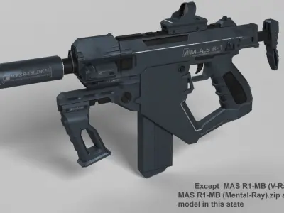 Semi-Automatic Shotgun MAS R1 Low-poly 3D model