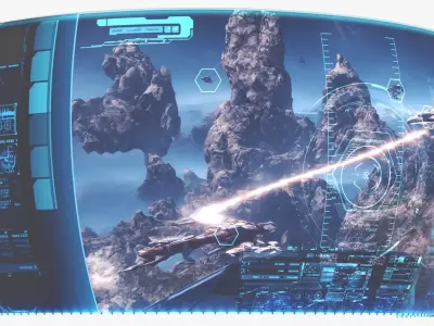 Curved Holographic Display Blue 3D model