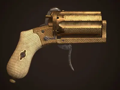 PEPPERBOX REVOLVER Low-poly 3D model