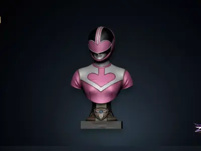 Pink Time Force Ranger Bust STL Power Rangers 3D Print Sculpture 3D print model