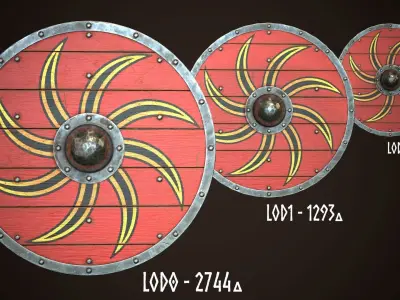 Viking Shield 16 Low-poly 3D model