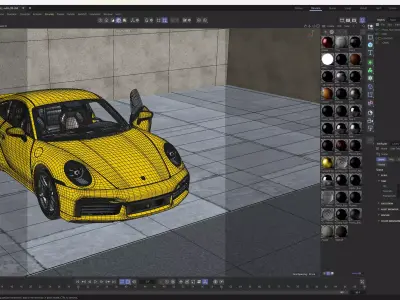 Cinematic Night Automotive Lighting Cinema 4D and Redshift 3D model