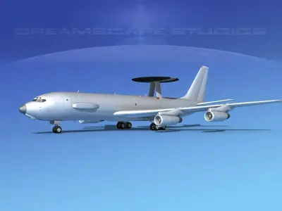 Boeing E-3C AWACS Bare Metal 3D model