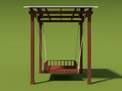 Wooden Bed Swing Free 3D model