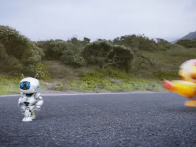 Robot Chasing VFX Scene Low-poly 3D model