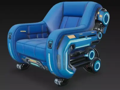 Futuristic Sci-fi Chair Low-poly 3D model get
