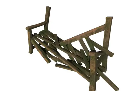 Wooden Bench Pack - Intact and Broken - Unity Prefabs - Low-poly 3D model