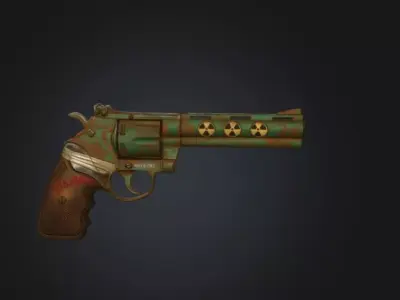 Post-Apocalyptic Magnum Revolver - Rusty Wasteland Pistol Low-poly 3D model