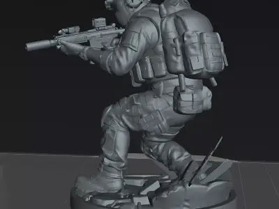 Night Strike Operator STL Modern Tactical Combat Statue Model 3D print model