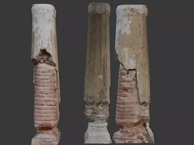 Damaged Antique Column 3D Scan Low-poly 3D model