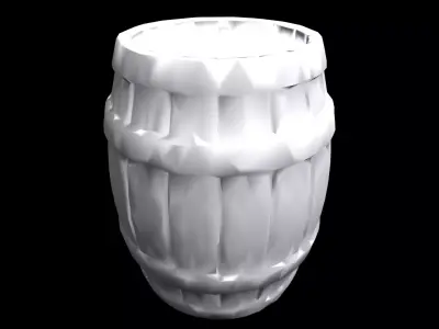 Low Poly Stylized Medieval Wooden Barrel Variant B Low-poly 3D model