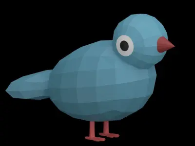 LowPoly Cartoon Cute Bird Low-poly 3D model