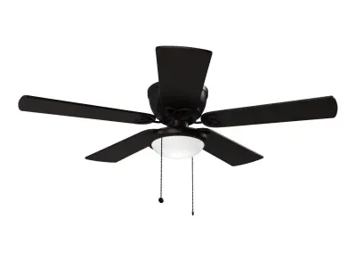 52 inch Benton Matte Black Pull Chain Ceiling Fan 3D model