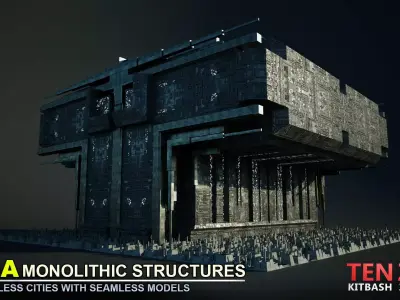 FREE MEGA MONOLITHIC STRUCTURE SCI-FI KITBASH Free 3D model