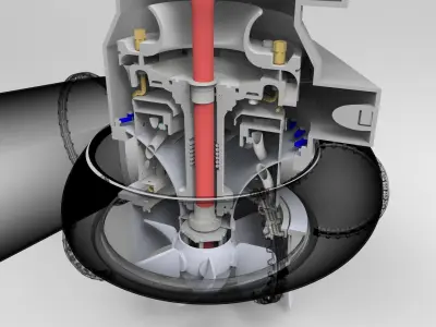 Kaplan type hydro-turbine generator 3D print model