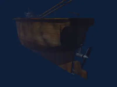 NautilusFulton wooden boat in water 3D model