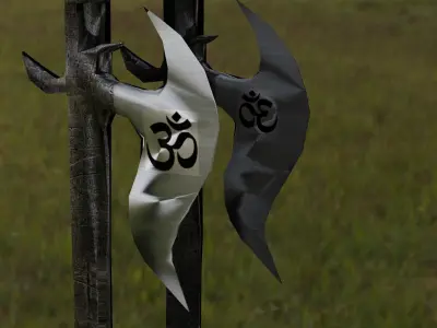 AXE LOW POLY sword in middle of field Texture